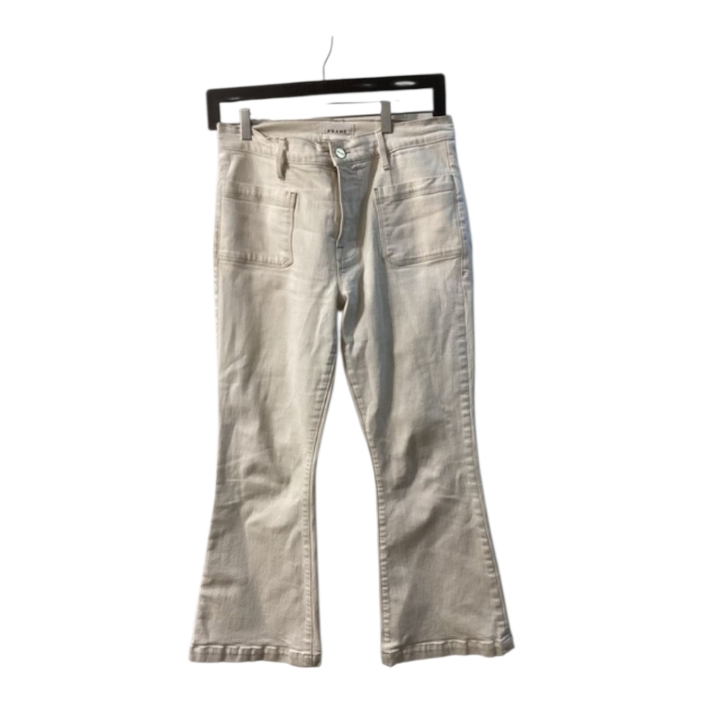 Frame Denim Le Bardot Crop‎ Cream Flare Jeans
